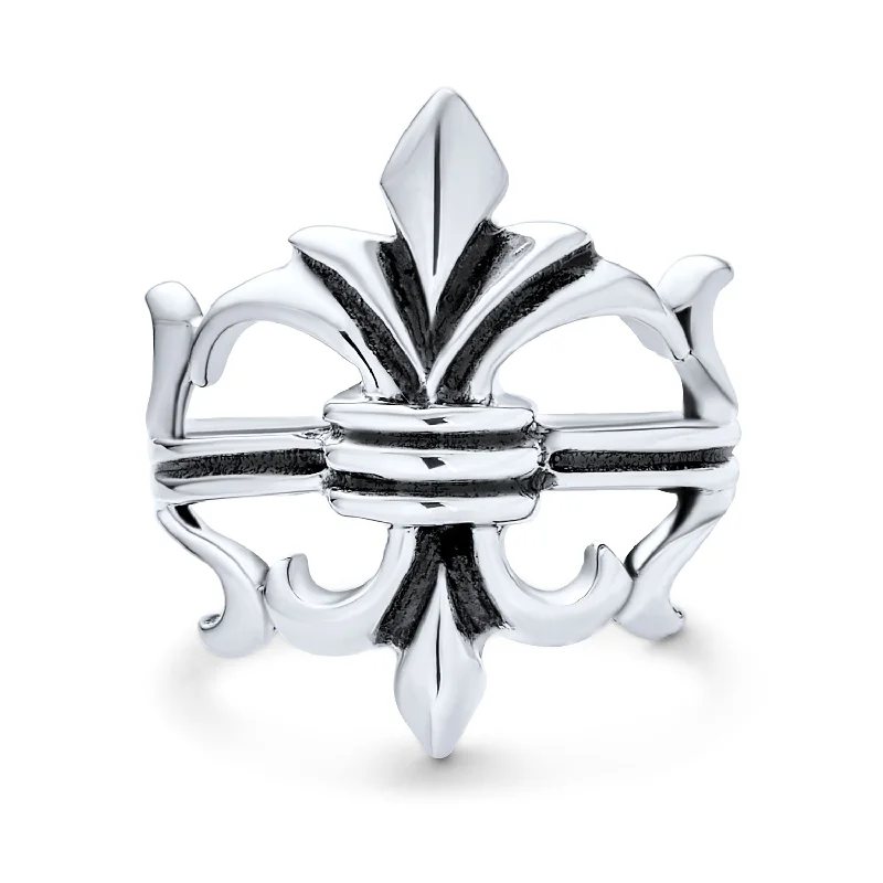 Men's diamond - encrusted engagement rings for a luxurious touchAntique Style Mens Silver Ring Fleur De Lis Oxidized .925 Sterling Silver Men's diamond - encrusted engagement rings for a luxurious touchAntique Style Mens Silver Ring Fleur De Lis Oxidized .925 Sterling Silver