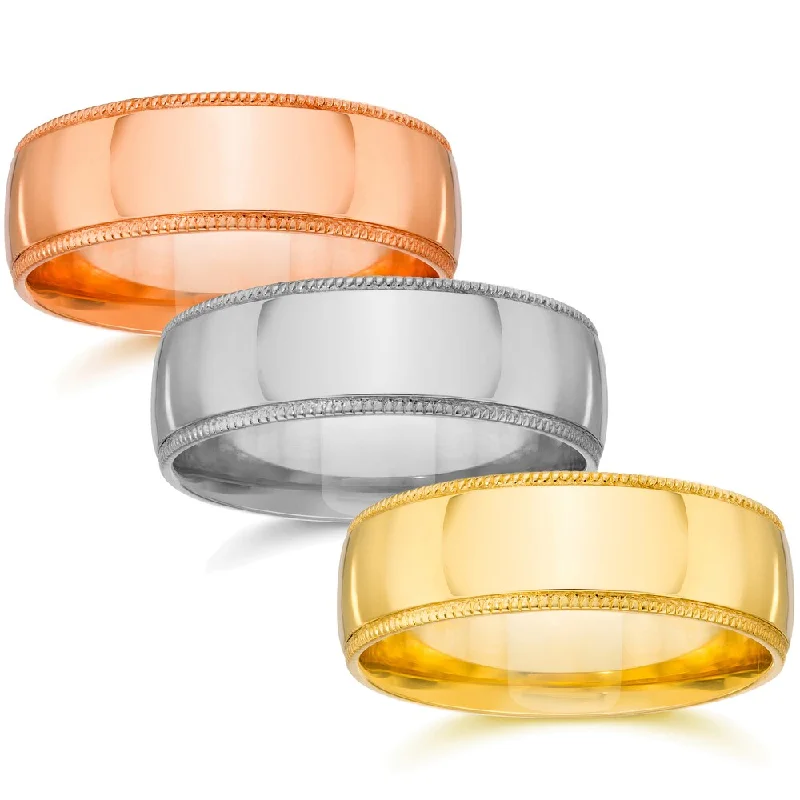 Men's music - note rings for musicians14k White Yellow and Rose Gold 7mm Plain Milgrain Wedding Band Men's music - note rings for musicians14k White Yellow and Rose Gold 7mm Plain Milgrain Wedding Band