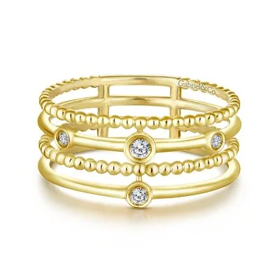 Fashion Rings with Initial Charms in Silver - Plated Metal for a Custom AccessoryDiamond Layered Ring