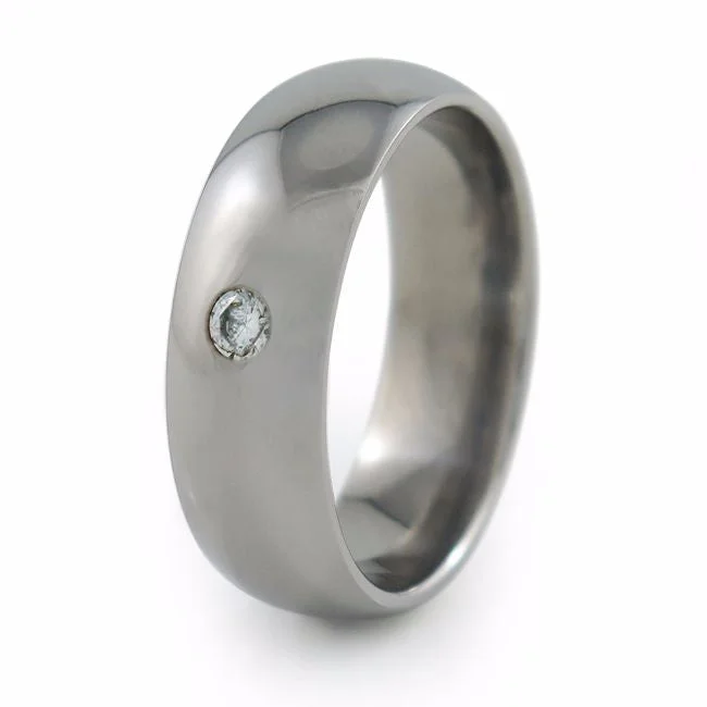 Men's pinky rings with a small gemstoneEclipse Titanium Ring | Single Inset