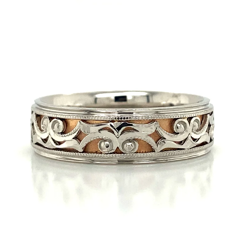 Men's high - quality handmade rings for artisanal appeal18k Rose Gold & Platinum Band Men's high - quality handmade rings for artisanal appeal18k Rose Gold & Platinum Band