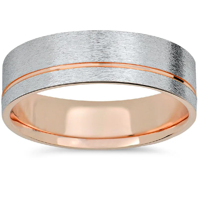 Men's silicone fitness rings for active lifestyles14k Rose Gold & White Gold Two Tone 6mm Brushed Mens Wedding Band Men's silicone fitness rings for active lifestyles14k Rose Gold & White Gold Two Tone 6mm Brushed Mens Wedding Band