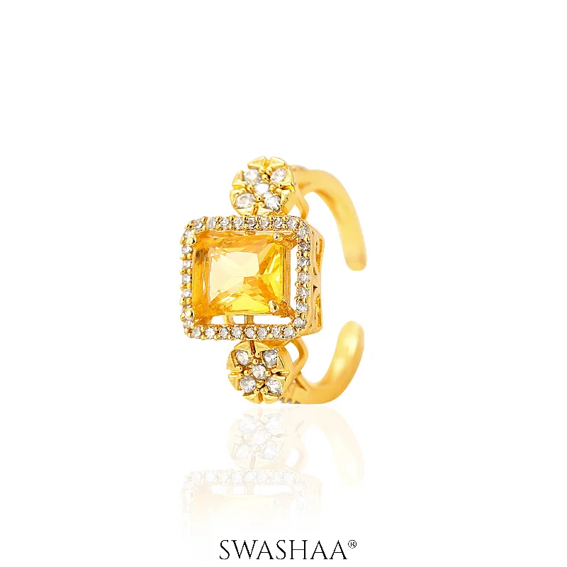 Floral - Patterned Women's Rings in 18K Yellow Gold for a Feminine LookCitine 18K Gold Plated Ring Floral - Patterned Women's Rings in 18K Yellow Gold for a Feminine LookCitine 18K Gold Plated Ring