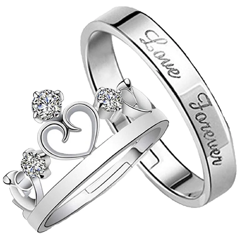 Art deco - inspired double finger rings with bold patternsCouple Ring Set With Crystal Art deco - inspired double finger rings with bold patternsCouple Ring Set With Crystal