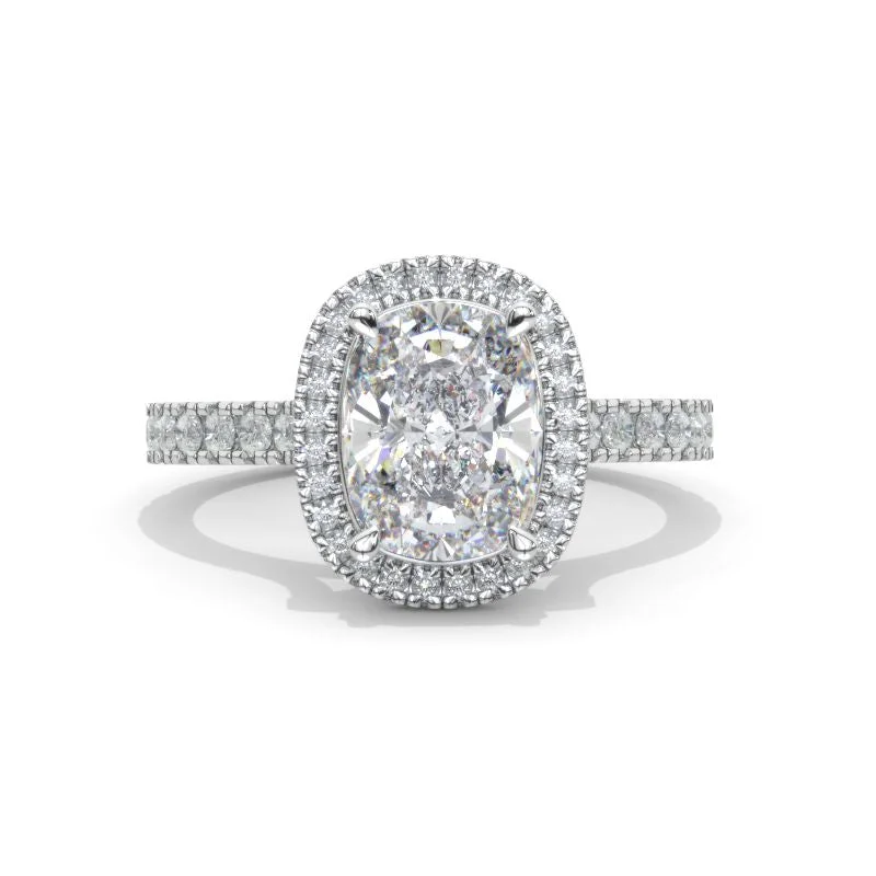 2.5Ct Cushion Moissanite 14K White Engagement Ring, Cushion Halo Engagement Ring