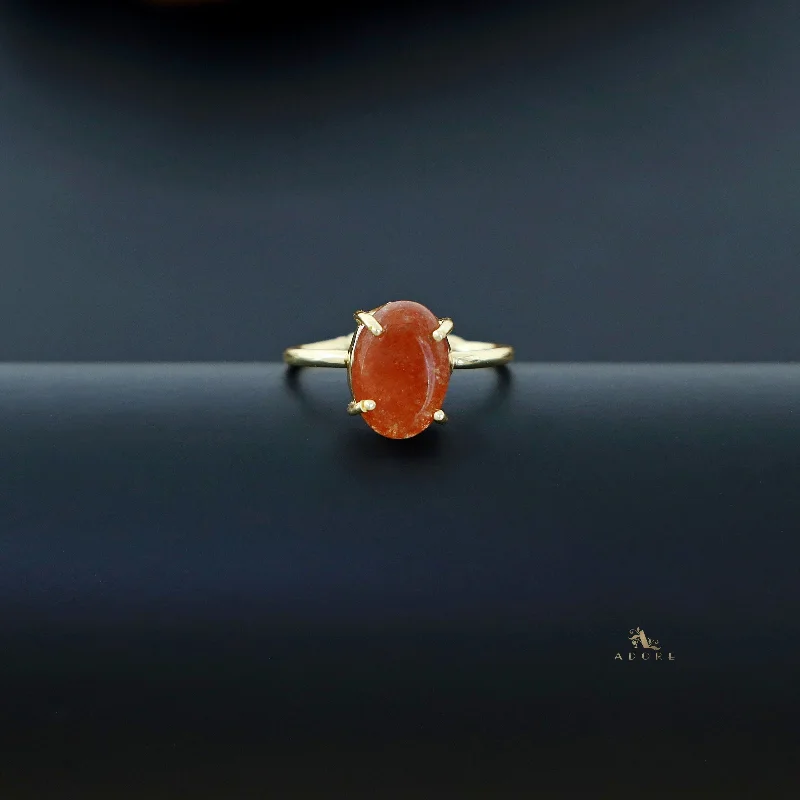 Open - ended double finger rings for a unique designGolden Oval Natural Stone Claw Ring Open - ended double finger rings for a unique designGolden Oval Natural Stone Claw Ring