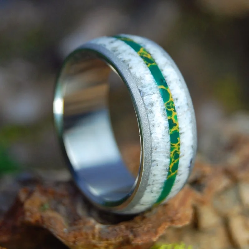 Men's laser - engraved rings with custom messagesSvalbard Moose | Men's Moose Antler, Jade & Titanium Wedding Ring Men's laser - engraved rings with custom messagesSvalbard Moose | Men's Moose Antler, Jade & Titanium Wedding Ring