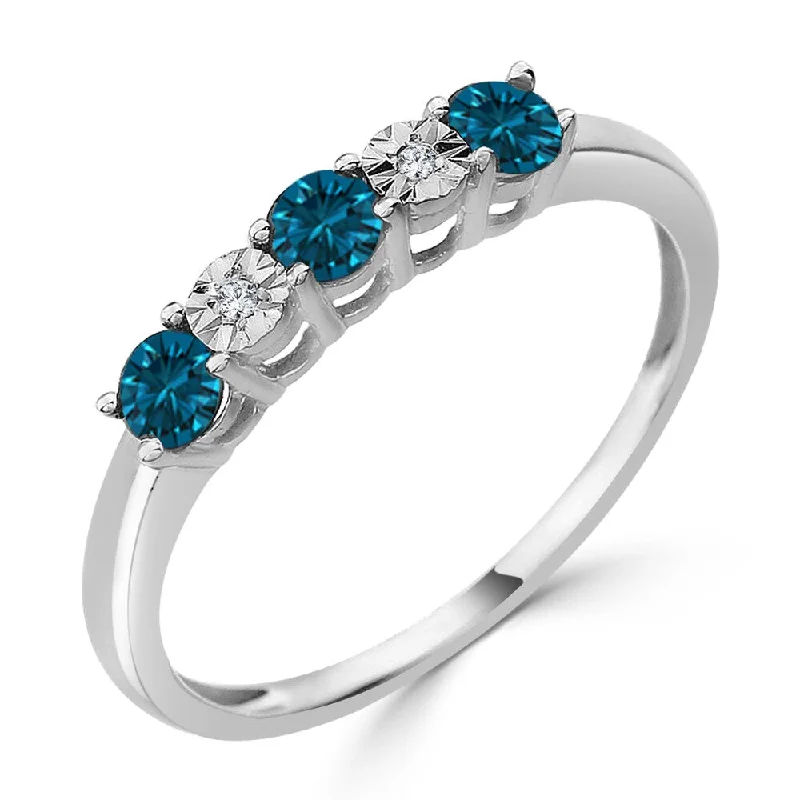 Art Deco - Inspired Women's Diamond Rings with Geometric Designs and Baguette - Cut DiamondsAuriya 10K Gold 1/3ct TDW 5-Stone Blue Diamond Wedding Anniversary Band Art Deco - Inspired Women's Diamond Rings with Geometric Designs and Baguette - Cut DiamondsAuriya 10K Gold 1/3ct TDW 5-Stone Blue Diamond Wedding Anniversary Band