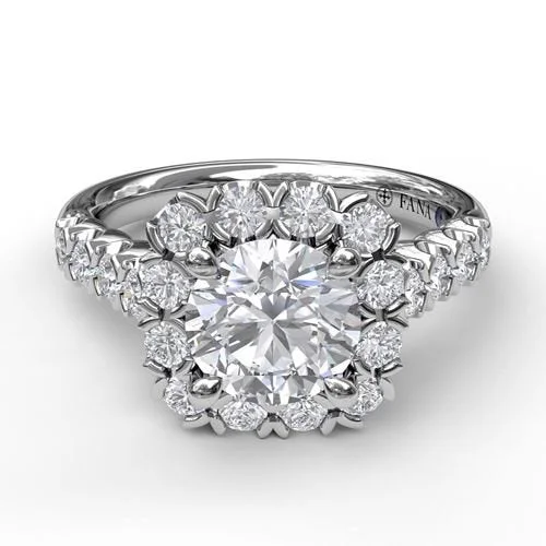 Men's Opal Engagement Rings in 10K Gold with a Milgrain - Trimmed Band14K White Gold 0.77cttw VS G-H Large Cushion Halo Semi Mount by Fana Men's Opal Engagement Rings in 10K Gold with a Milgrain - Trimmed Band14K White Gold 0.77cttw VS G-H Large Cushion Halo Semi Mount by Fana