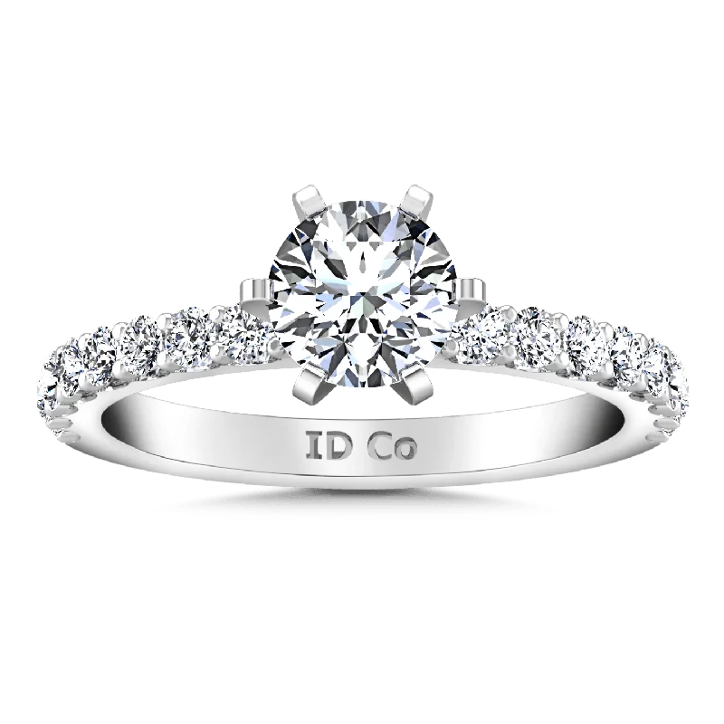 Women's Rings with Hidden Compartments for Secret KeepsakesRound Diamond Pave Engagement Ring Lauren 14K White Gold Women's Rings with Hidden Compartments for Secret KeepsakesRound Diamond Pave Engagement Ring Lauren 14K White Gold