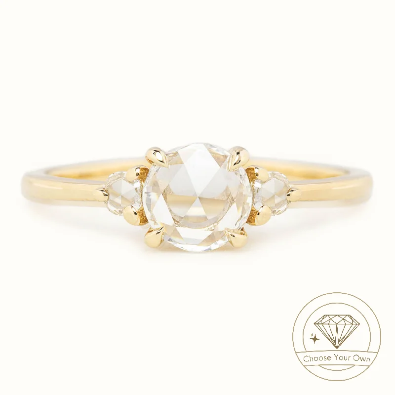 Heart - Shaped Women's Diamond Rings in Rose Gold for a Romantic and Symbolic GiftEmilie Ring with rose-cut sides, Round Rose Cut Diamond Heart - Shaped Women's Diamond Rings in Rose Gold for a Romantic and Symbolic GiftEmilie Ring with rose-cut sides, Round Rose Cut Diamond