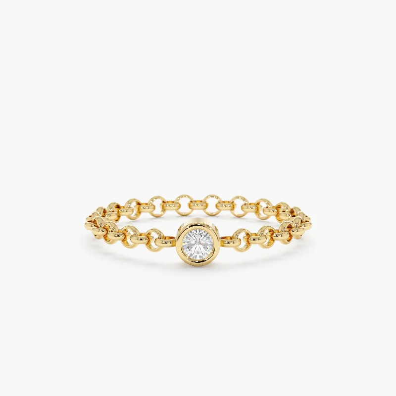 Star - Shaped Chain Rings with a Celestial ThemeSingle Diamond Chain Ring, Adriana Star - Shaped Chain Rings with a Celestial ThemeSingle Diamond Chain Ring, Adriana