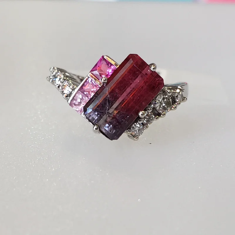 Open - Band Fashion Rings in Sterling Silver with Gemstone InlaysBi-Color Tourmaline Ring