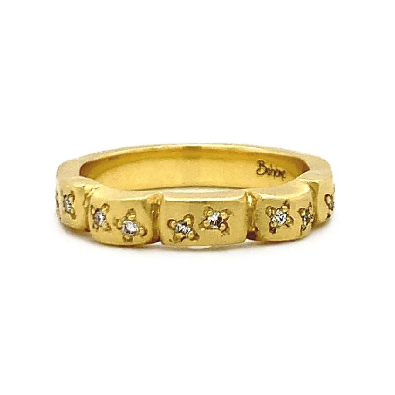 Women's Diamond Rings with Side - Stone Pave Setting for a Sparkling and Continuous ShineYellow Gold & Scattered Diamond Band - "Phoebe" Women's Diamond Rings with Side - Stone Pave Setting for a Sparkling and Continuous ShineYellow Gold & Scattered Diamond Band - "Phoebe"