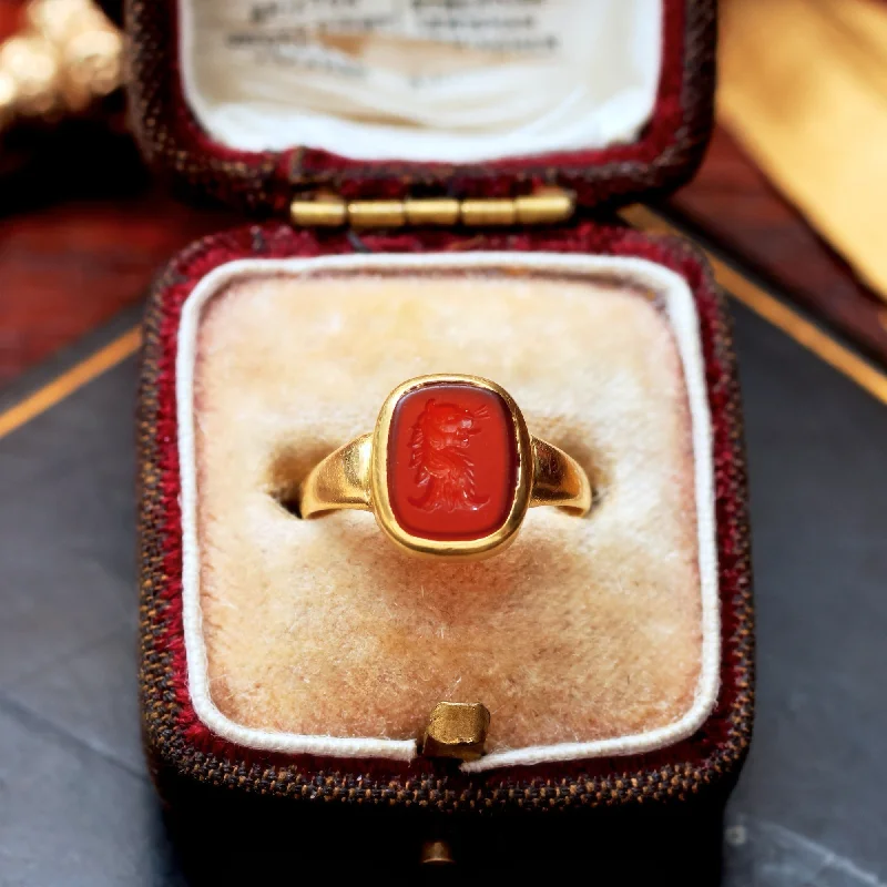Women's Rings with Hidden Compartments for Secret KeepsakesAntique Carnelian Lion Intaglio Signet Ring Women's Rings with Hidden Compartments for Secret KeepsakesAntique Carnelian Lion Intaglio Signet Ring