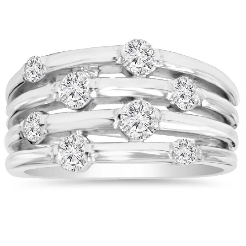 Tennis - Style Women's Diamond Rings with a Continuous Row of Diamonds for a Classic and Versatile Look14k White Gold 1ct TDW Journey Diamond Right Hand Ring Tennis - Style Women's Diamond Rings with a Continuous Row of Diamonds for a Classic and Versatile Look14k White Gold 1ct TDW Journey Diamond Right Hand Ring
