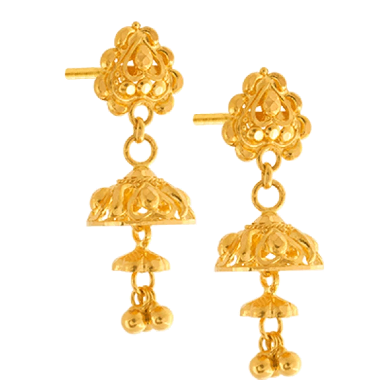 Lightweight drop earrings for all - day comfort22KT Yellow Gold Jhumki Earrings For Women Lightweight drop earrings for all - day comfort22KT Yellow Gold Jhumki Earrings For Women