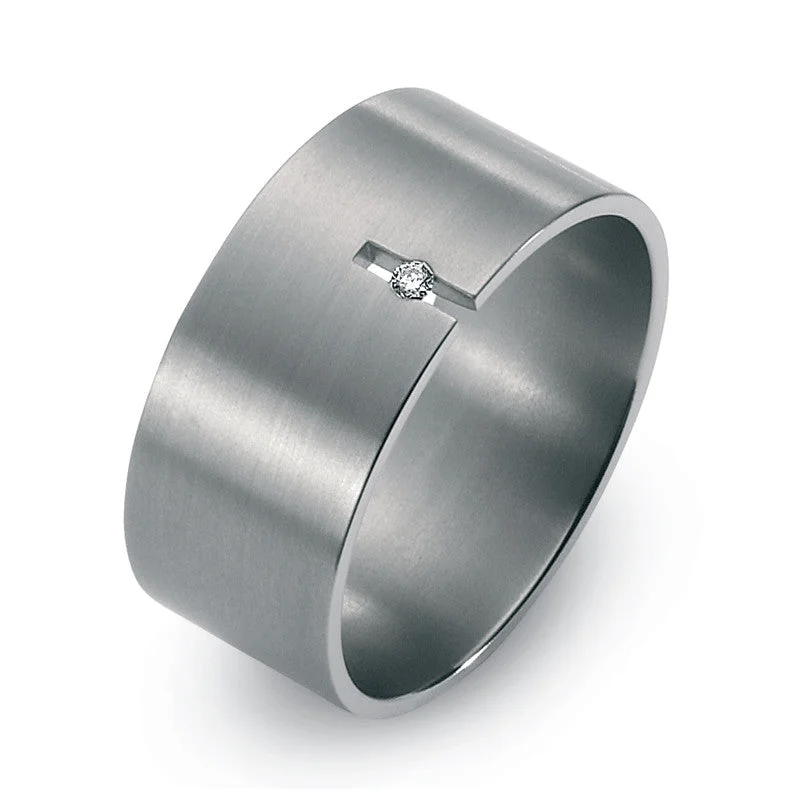Titanium Rings with a Pave - Set Cubic Zirconia Design51143-02 TeNo Titanium Ring