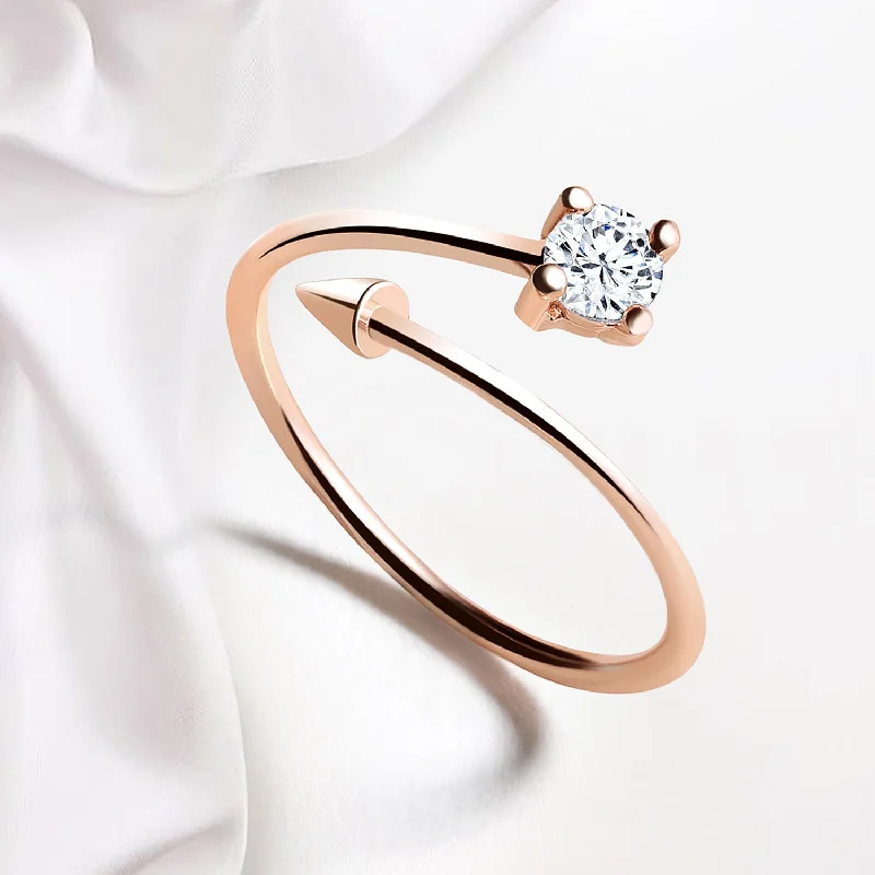 Gold double finger rings with diamond accentsArrow Shaped Adjustable Finger Ring