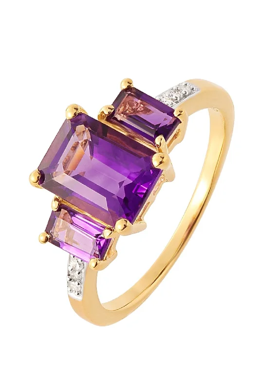 Chunky Fashion Rings in Copper with Geometric Patterns for a Bold AccessorySterling Silver Gold Plated Amethyst & Diamond Trilogy Ring Chunky Fashion Rings in Copper with Geometric Patterns for a Bold AccessorySterling Silver Gold Plated Amethyst & Diamond Trilogy Ring