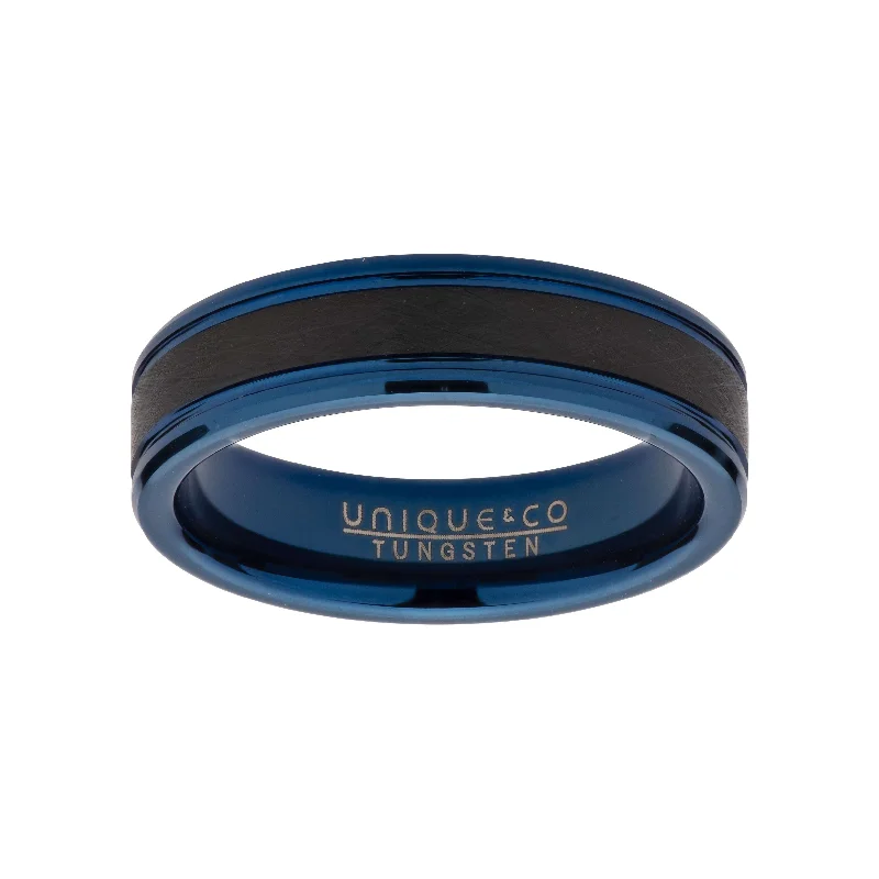 Men's Viking - inspired rings with ancient symbolsUnique & Co 6mm Tungsten Carbide Ring with Black and Blue IP Men's Viking - inspired rings with ancient symbolsUnique & Co 6mm Tungsten Carbide Ring with Black and Blue IP