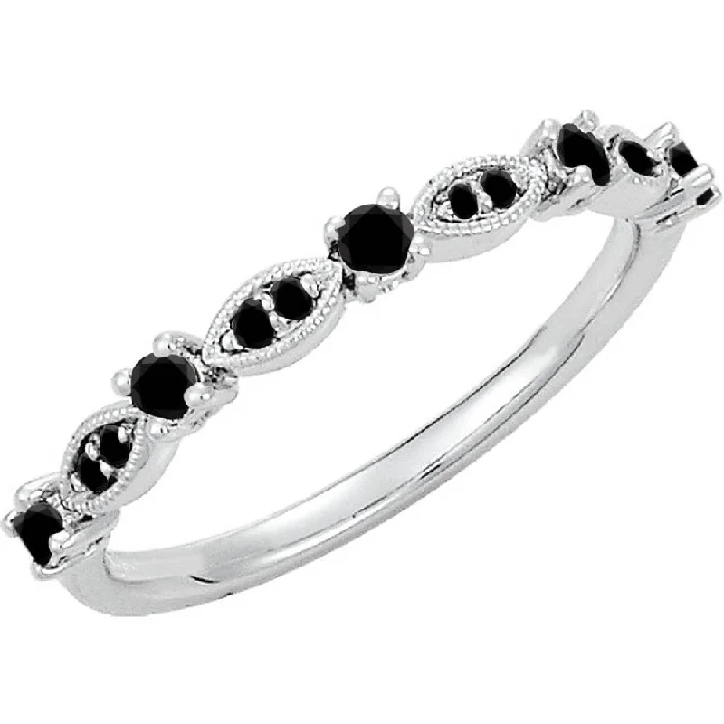 Cathedral - Style Women's Diamond Rings with a Raised Center Setting and Elaborate MetalworkAuriya 10k Gold 0.05ctw Dainty Vintage Stackable Black Diamond Wedding Band Cathedral - Style Women's Diamond Rings with a Raised Center Setting and Elaborate MetalworkAuriya 10k Gold 0.05ctw Dainty Vintage Stackable Black Diamond Wedding Band
