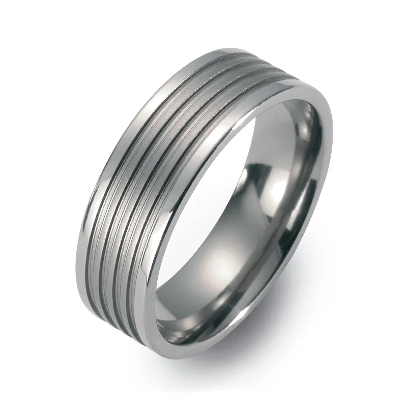 Titanium Rings with a Gemstone - Studded Bezel Setting50981-01 TeNo Titanium Ring