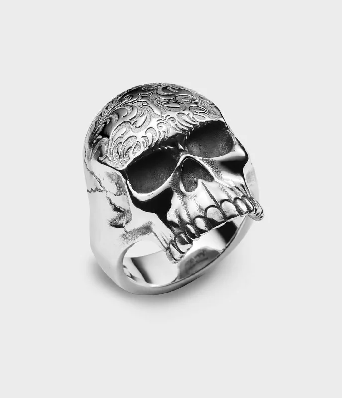 Yellow gold anniversary rings with a warm lusterSkull Tattoo Ring