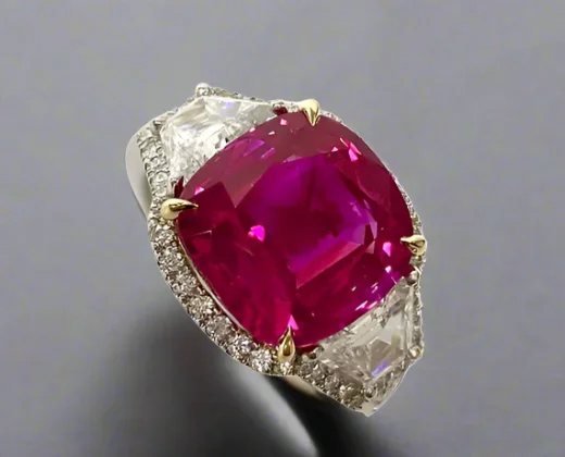 Kaeli 7.16 Carats No Heat Cushion Cut Ruby Gemstone Ring in Platinum By Mike Nekta NYC Kaeli 7.16 Carats No Heat Cushion Cut Ruby Gemstone Ring in Platinum By Mike Nekta NYC