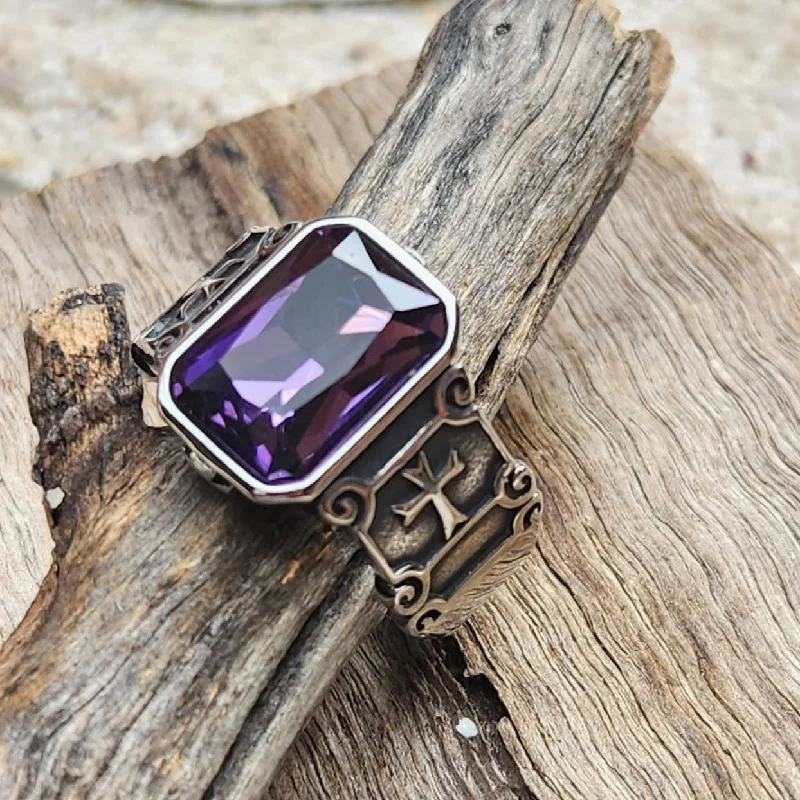 Men's infinity - symbol rings for a romantic meaningAMETHYST BELIEF - AMETHYST CRYSTAL WATERPROOF SILVER RING Men's infinity - symbol rings for a romantic meaningAMETHYST BELIEF - AMETHYST CRYSTAL WATERPROOF SILVER RING