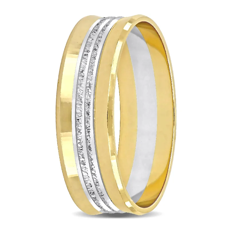 Men's thumb rings with a wide bandMiadora Mens 6 mm Center Motif Wedding Band in 14k Two-Tone Yellow and White Gold Men's thumb rings with a wide bandMiadora Mens 6 mm Center Motif Wedding Band in 14k Two-Tone Yellow and White Gold
