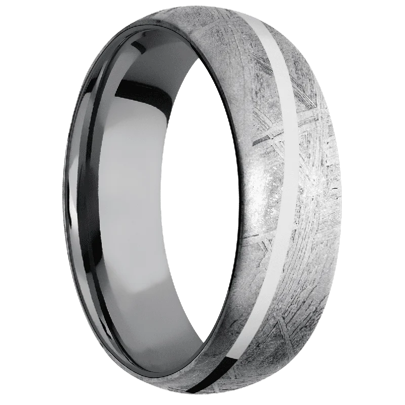 Men's spinning rings for fidget - friendly useMeteorite + None Finish + Tantalum