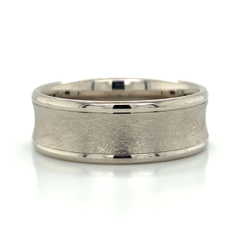 Men's thumb rings with a wide band14k White Gold Concave Band