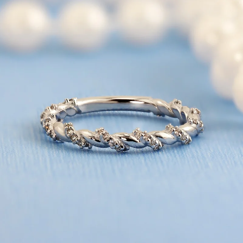 Cushion - Cut Women's Diamond Rings in Platinum with a Soft and Romantic AppearanceAuriya 10k Gold 1/8ctw Petite Stackable Rope Style Diamond Ring Cushion - Cut Women's Diamond Rings in Platinum with a Soft and Romantic AppearanceAuriya 10k Gold 1/8ctw Petite Stackable Rope Style Diamond Ring