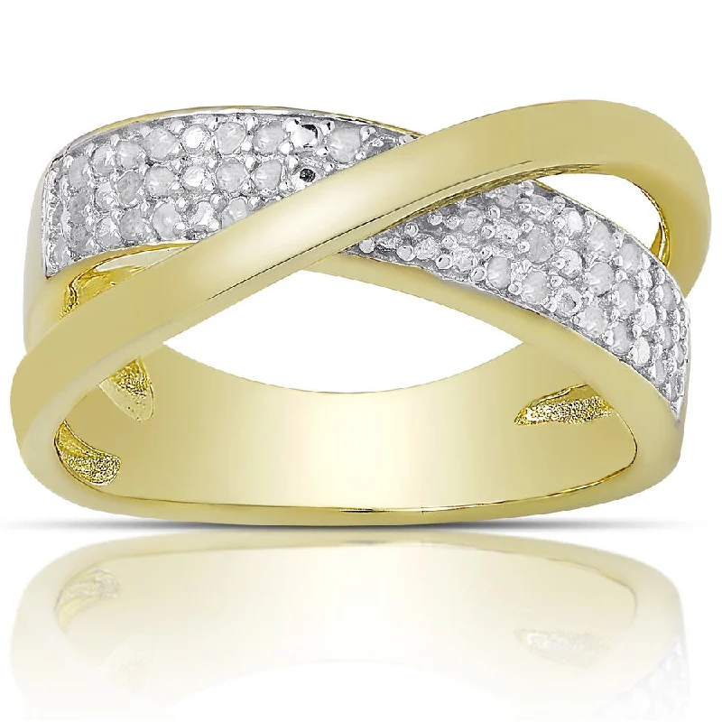 Princess - Cut Women's Diamond Rings in White Gold with a High - Clarity Diamond for a Modern LookFinesque Gold over Silver or Sterling Silver 1/4ct TW Diamond Crossover Design Ring (I-J, I2-I3) (Size 7) Princess - Cut Women's Diamond Rings in White Gold with a High - Clarity Diamond for a Modern LookFinesque Gold over Silver or Sterling Silver 1/4ct TW Diamond Crossover Design Ring (I-J, I2-I3) (Size 7)