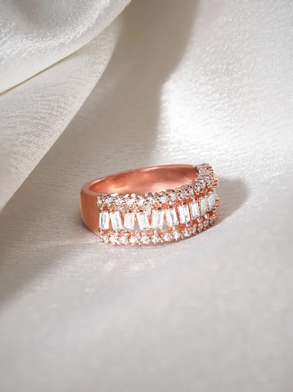 Silicone Women's Rings for a Comfortable and Durable OptionRubans 18K Rose Gold-Plated Cubic Zirconia-Studded Finger Ring