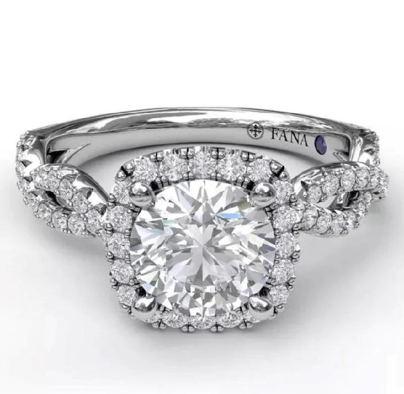 Men's Peridot Engagement Rings in 14K Gold - Filled Metal with a Micro - Pave SettingCushion Halo Twist Engagement Semi-Mount Ring by Fana Men's Peridot Engagement Rings in 14K Gold - Filled Metal with a Micro - Pave SettingCushion Halo Twist Engagement Semi-Mount Ring by Fana