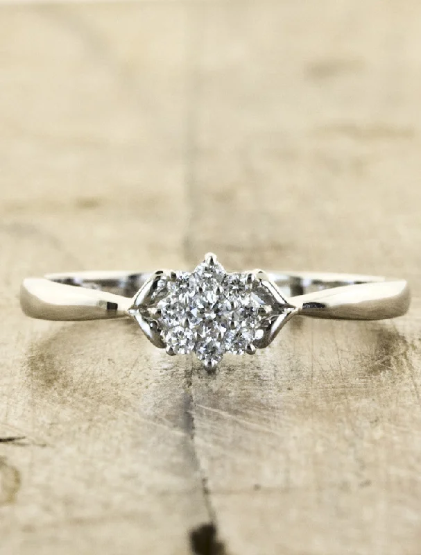 Men's Sapphire Engagement Rings in 18K White Gold with Pave Diamond AccentsFada