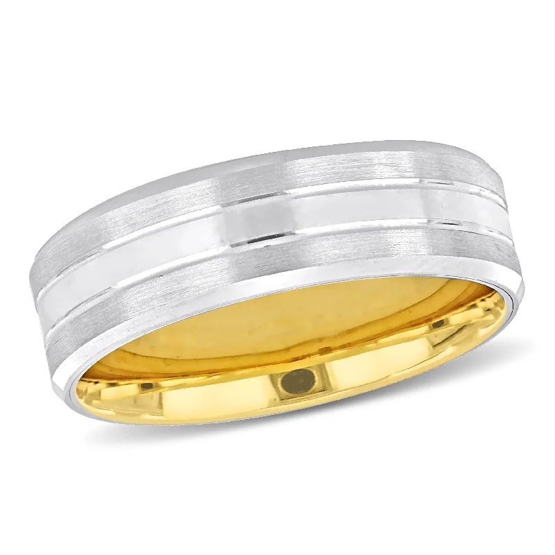 Men's spinning rings for fidget - friendly useMiadora 7mm Mens Split Satin Finish Wedding Band in Two-Tone 14k Yellow and White Gold Men's spinning rings for fidget - friendly useMiadora 7mm Mens Split Satin Finish Wedding Band in Two-Tone 14k Yellow and White Gold