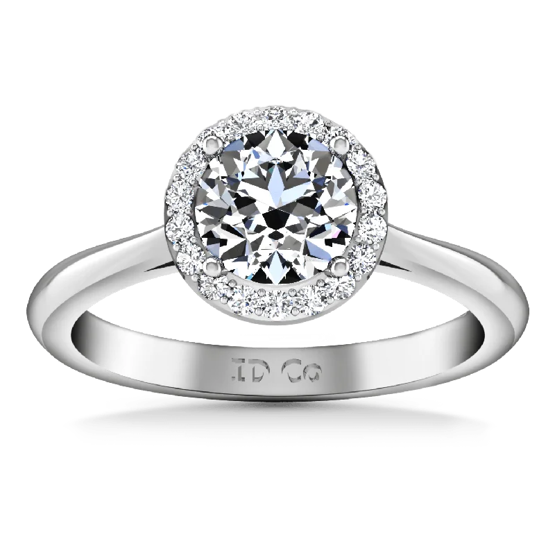 Art Deco - Inspired Women's Rings with Geometric Shapes in 14K GoldRound Diamond Halo Engagement Ring Etoile 14K White Gold Art Deco - Inspired Women's Rings with Geometric Shapes in 14K GoldRound Diamond Halo Engagement Ring Etoile 14K White Gold
