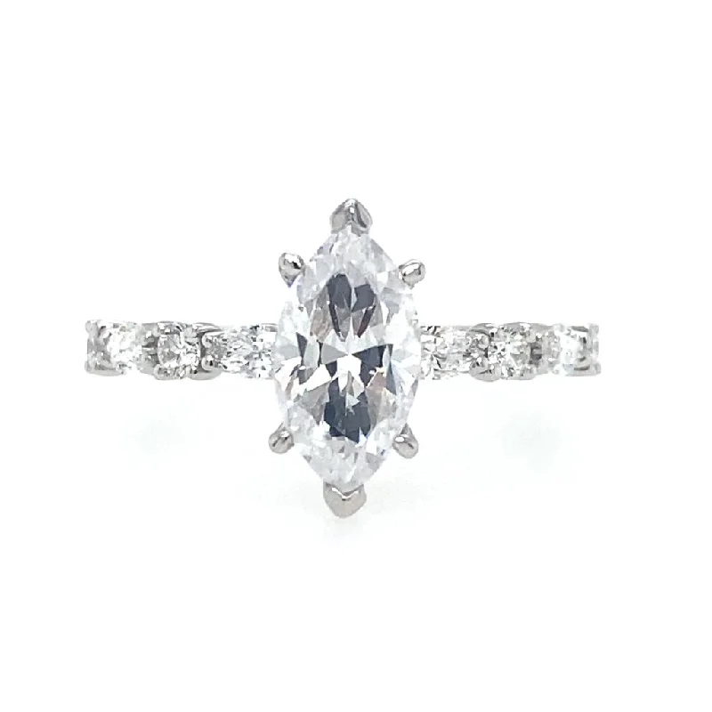 Cushion - Cut Women's Diamond Rings in Platinum with a Soft and Romantic Appearance14K White Gold 'Juliet' Classic Marquise Diamond Engagement Ring