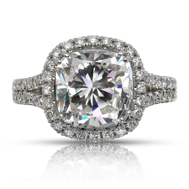 Cathedral - Style Women's Diamond Rings with a Raised Center Setting and Elaborate MetalworkJIL 5 CARAT CUSHION CUT F COLOR VS2 CLARITY HALO DIAMOND ENGAGEMENT RING 18K WHITE GOLD CERTIFIED 4 CT F VS2 BY MIKE NEKTA Cathedral - Style Women's Diamond Rings with a Raised Center Setting and Elaborate MetalworkJIL 5 CARAT CUSHION CUT F COLOR VS2 CLARITY HALO DIAMOND ENGAGEMENT RING 18K WHITE GOLD CERTIFIED 4 CT F VS2 BY MIKE NEKTA