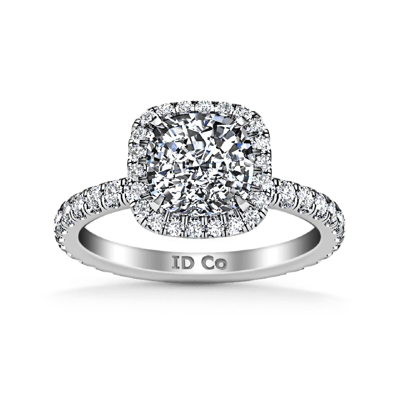 Women's Rings with Birthstones for a Personalized TouchHalo Cushion Cut Diamond Engagement Ring Salice 14K White Gold Women's Rings with Birthstones for a Personalized TouchHalo Cushion Cut Diamond Engagement Ring Salice 14K White Gold