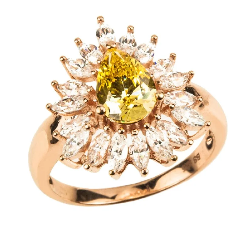 Floral - Patterned Women's Rings in 18K Yellow Gold for a Feminine LookCanary Pear Ring Floral - Patterned Women's Rings in 18K Yellow Gold for a Feminine LookCanary Pear Ring