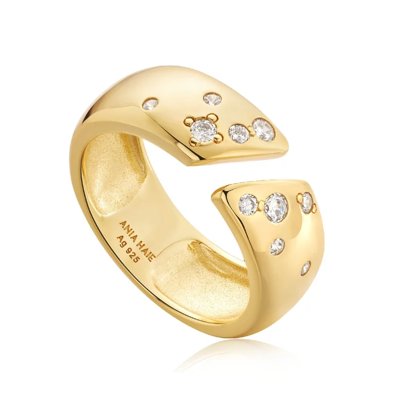 Bangle - Style Fashion Rings in Rose - Gold - Plated Aluminum with Etched PatternsAnia Haie Gold Sparkle Wide Adjustable Ring R054-04G Bangle - Style Fashion Rings in Rose - Gold - Plated Aluminum with Etched PatternsAnia Haie Gold Sparkle Wide Adjustable Ring R054-04G