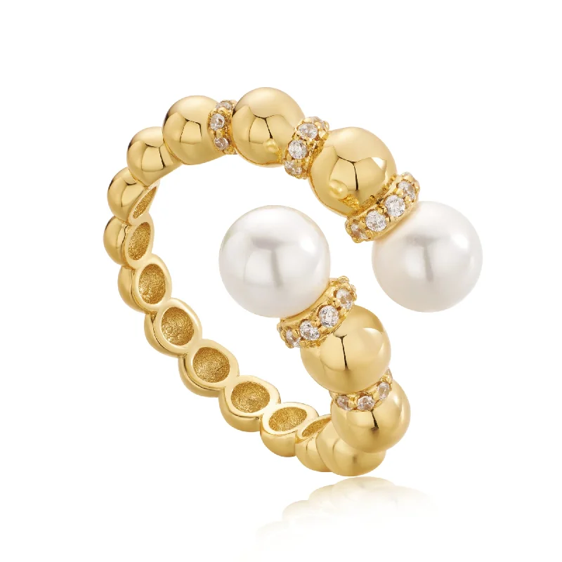 Fashion Rings with Zodiac Symbols in Gold - Filled Metal for a Personalized TouchAnia Haie Gold Pearl Sparkle Wrap Ring R054-05G Fashion Rings with Zodiac Symbols in Gold - Filled Metal for a Personalized TouchAnia Haie Gold Pearl Sparkle Wrap Ring R054-05G