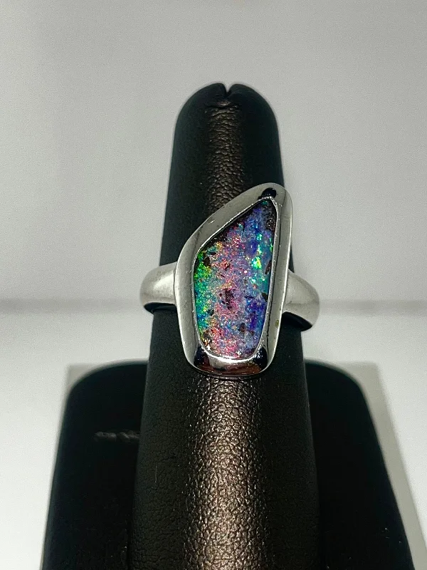 Magnetic Fashion Rings in Stainless Steel with a Modern, Interlocking DesignBoulder Opal Ring Magnetic Fashion Rings in Stainless Steel with a Modern, Interlocking DesignBoulder Opal Ring