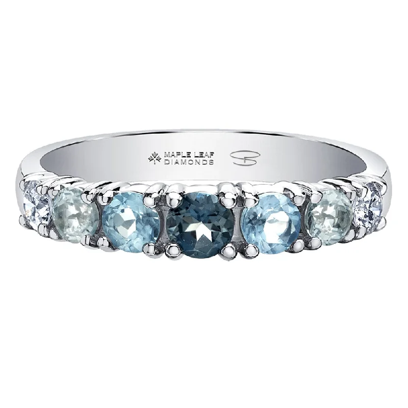 Cushion - cut diamond anniversary rings with a romantic appealBlue Gemstone and Canadian Diamond Icicle Band Cushion - cut diamond anniversary rings with a romantic appealBlue Gemstone and Canadian Diamond Icicle Band