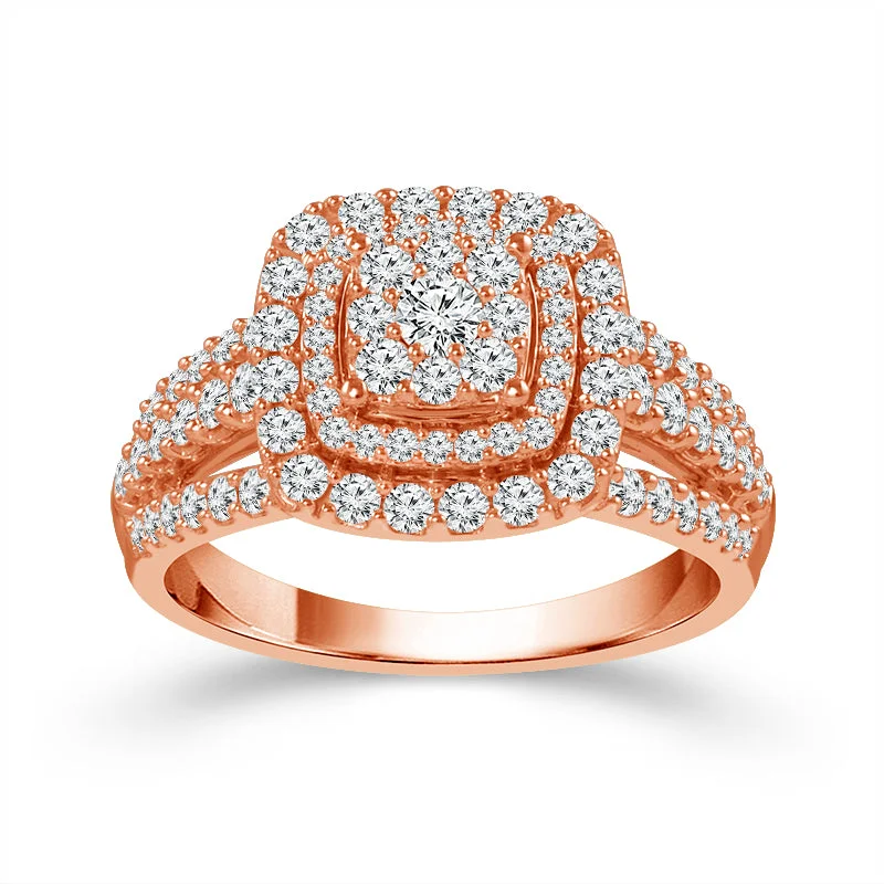 Men's Topaz Engagement Rings in 10K Gold with a Channel - Set Diamond Band10k Rose Gold 1.00ctw Diamond Double Halo Engagement Ring Men's Topaz Engagement Rings in 10K Gold with a Channel - Set Diamond Band10k Rose Gold 1.00ctw Diamond Double Halo Engagement Ring