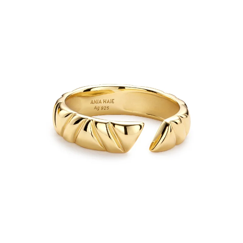 Bangle - Style Fashion Rings in Rose - Gold - Plated Aluminum with Etched PatternsAnia Haie Gold Irregular Twill Adjustable Ring R057-03G Bangle - Style Fashion Rings in Rose - Gold - Plated Aluminum with Etched PatternsAnia Haie Gold Irregular Twill Adjustable Ring R057-03G